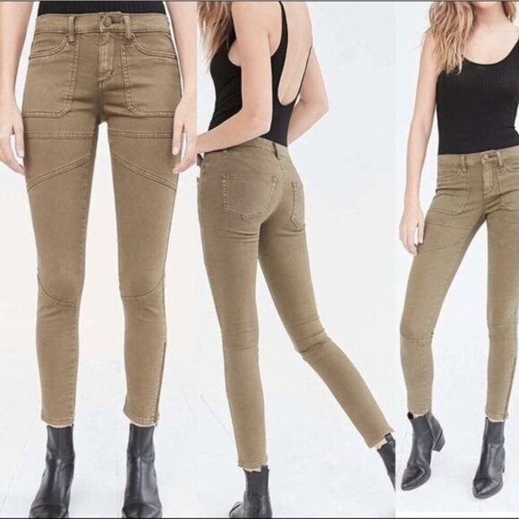 BDG Urban Outfitters Brown Moto Ankle Zipped Skinny Jeans Size 28 - Picture 2 of 13